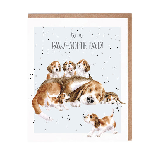 Wrendale Fur Feather And Whiskers Greeting Card Paw-some Dad