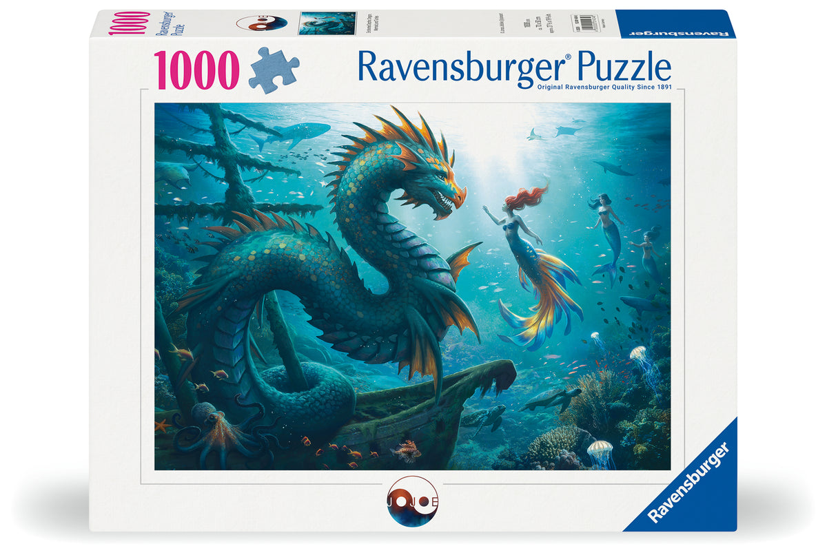 Ravensburger 1000pc Jigsaw Puzzle Enchanted Depths: Dragon, Mermaid, and Turtles