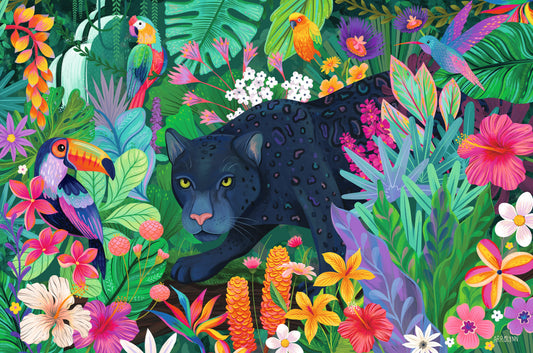 Ravensburger 3000pc Jigsaw Puzzle Panther in the Blooming Jungle