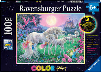 Ravensburger 100pc Jigsaw Puzzle XXL Glow In The Dark Unicorns In The Moonlight