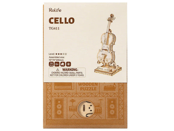 3D Laser Cut Wooden Cello Construction Kit