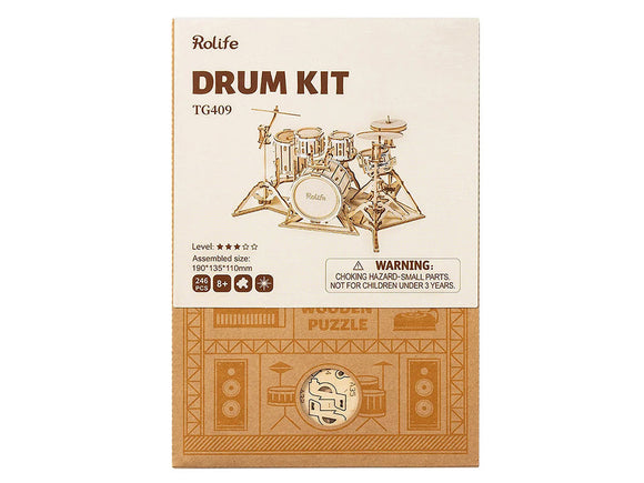 Rolife 3D Laser Cut Wooden Drum Kit Construction Kit