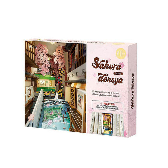 Robotime-Rolife Sakura Densya Book Nook Shelf Insert