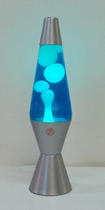 Blue White Wax Liquid Lamp Silver Retro 37cm