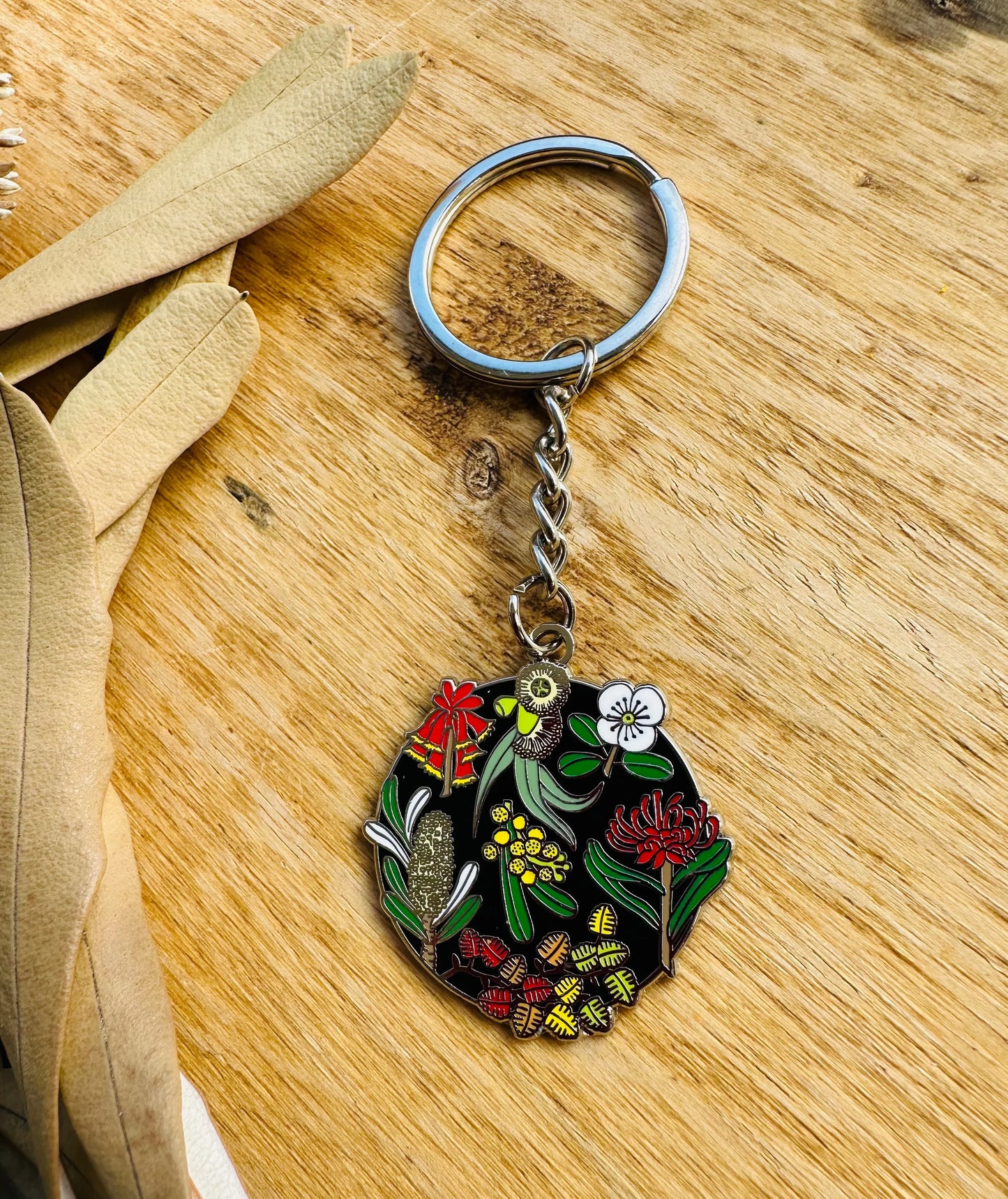Pigment by Monica Reeve Enamel Keyring Tasmanian Wildflowers