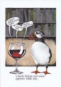 Simon Drew Greeting Card Red Wine Agrees