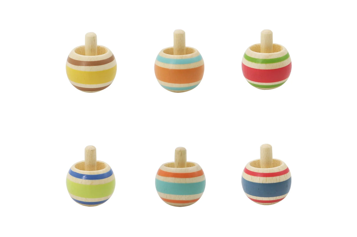 Kaper Kidz Wooden Flip Over Spinning Tops Striped Assorted