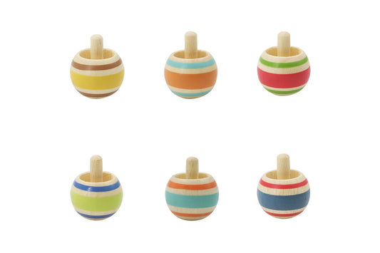 Kaper Kidz Wooden Flip Over Spinning Tops Striped Assorted