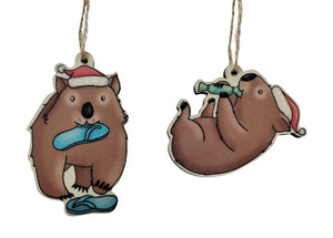 Renee Treml Wombats Hanging Christmas Decoration