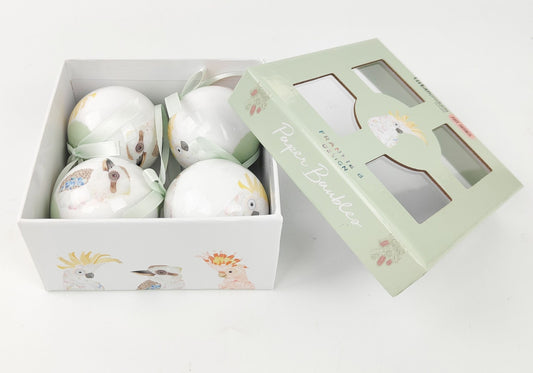 Christmas Australian Birds Bauble Gift Box Set of 4