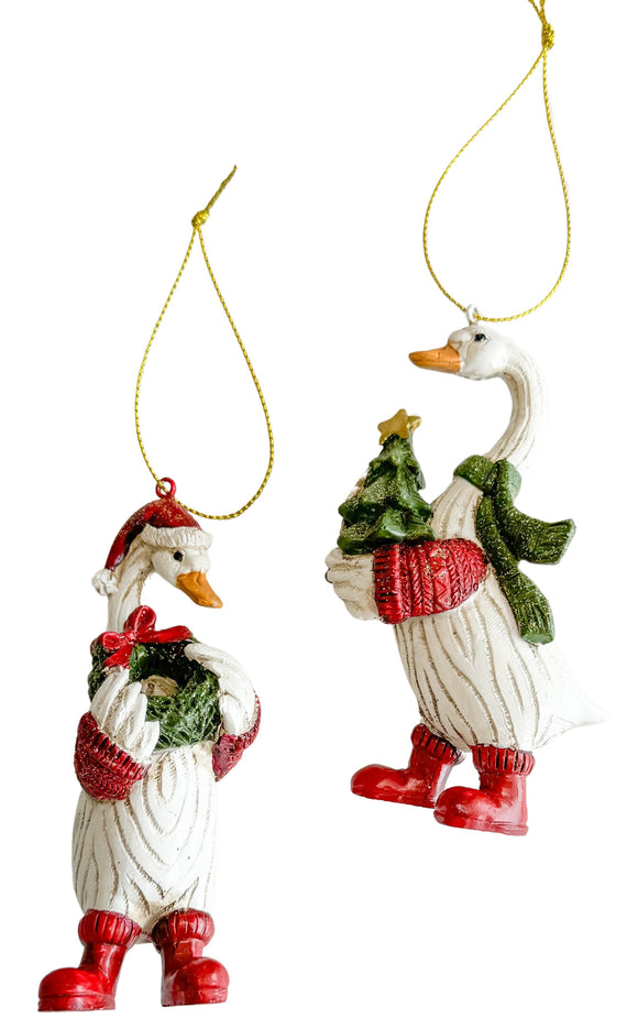 Christmas Goose Hanging Decoration Red and Green