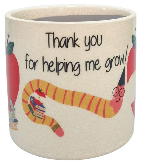 Bookworm Thank You Planter Red