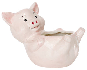 Reclining Pig Planter Light Pink 17cm