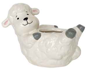 Reclining Sheep Planter White 17cm