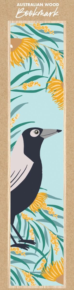 Christie Williams Magpie Mint Wooden Bookmark