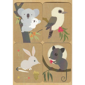 Gillian Mary Magnet Greeting Card Australiana Set of 4 Koala Baby And Friends