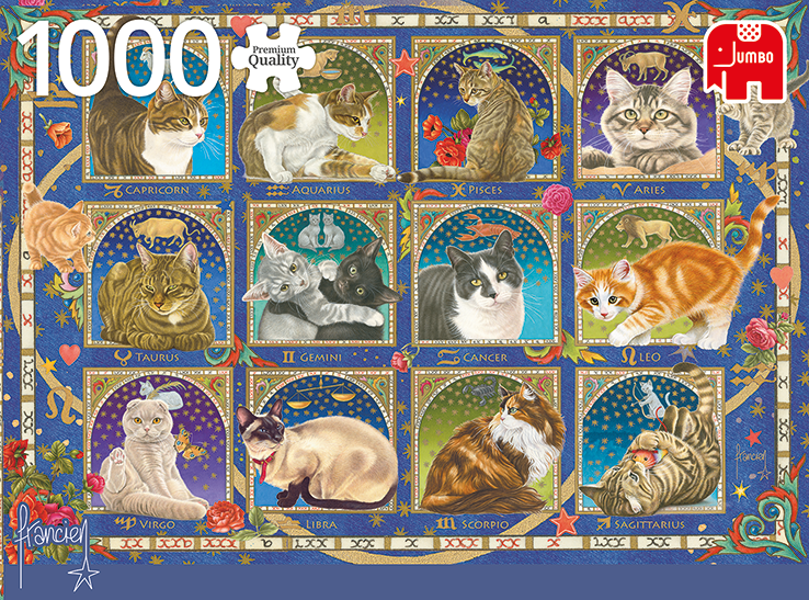 Jumbo 1000pc Jigsaw Puzzle Francien Cat Horoscope