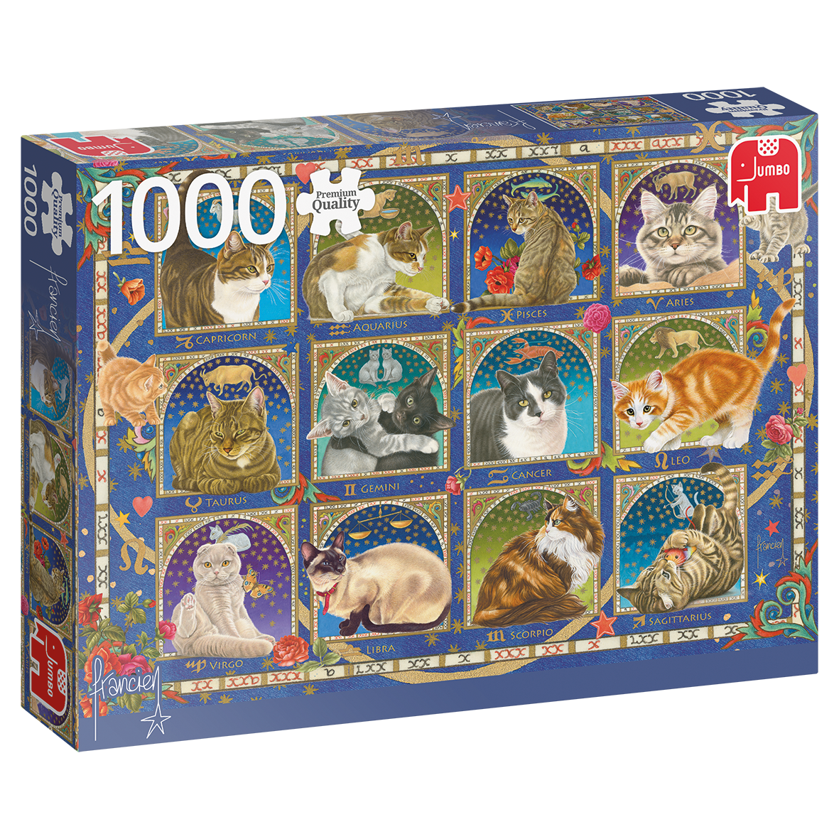 Jumbo 1000pc Jigsaw Puzzle Francien Cat Horoscope