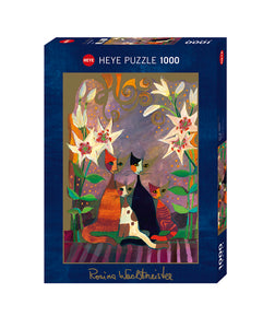 Heye 1000pc Jigsaw Puzzle Cat Lilies By Rosina Wachtmeister