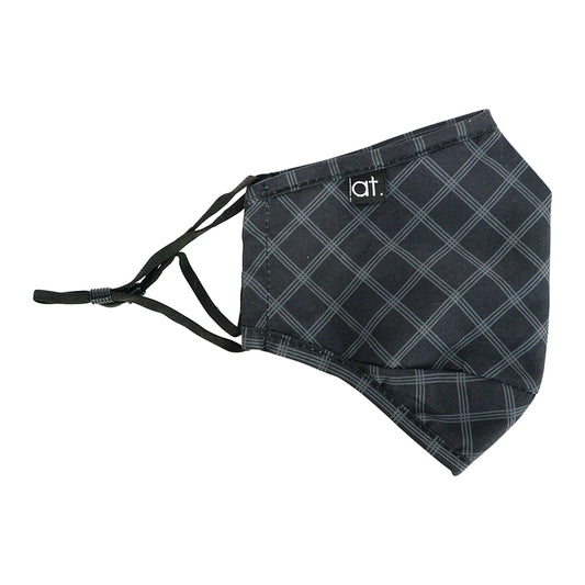 Face Mask Adult 3 Ply Washable Plaid Black