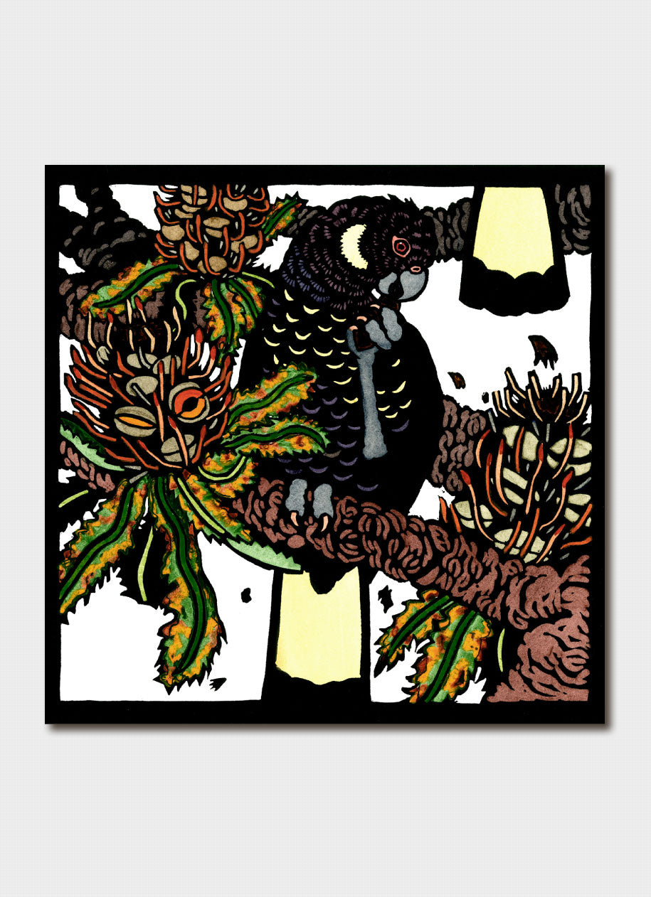 Kit Hiller Greeting Card Black Cockies