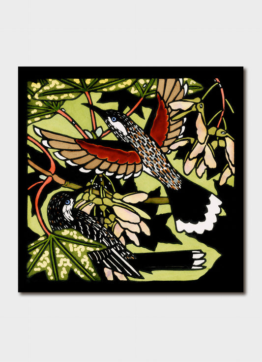 Kit Hiller Greeting Card Little Wattlebirds on Sycamore