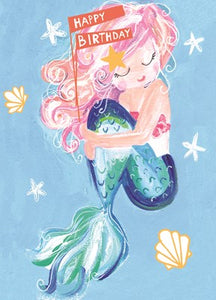 Hoopla Greeting Card Happy Birthday Mermaid & Starfish