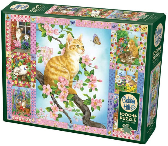 Cobble Hill 1000pc Jigsaw Puzzle Blossoms and Kittens Quilt