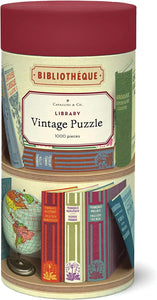 Cavallini Vintage in Tube 1000pc Jigsaw Puzzle Library Books