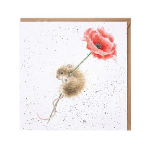 Wrendale Country Set Greeting Card Poppy Field Mouse