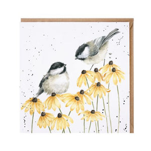 Wrendale Country Set Greeting Card My Sweet Chickadee 2 Birds On Daisies