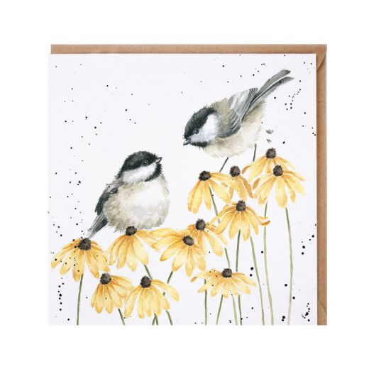 Wrendale Country Set Greeting Card My Sweet Chickadee 2 Birds On Daisies