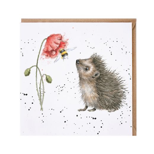 Wrendale Country Set Greeting Card Busy As A Bee Poppy And Hedgehog