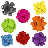 Wooden Brain Teaser Colour Block Puzzles Assorted