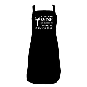 Annabel Trends Apron Cook With Wine Black
