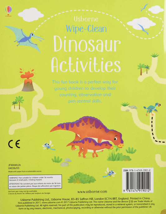 Dinosaur Activities Wipe Clean Usborne Soft Cover Activity Book