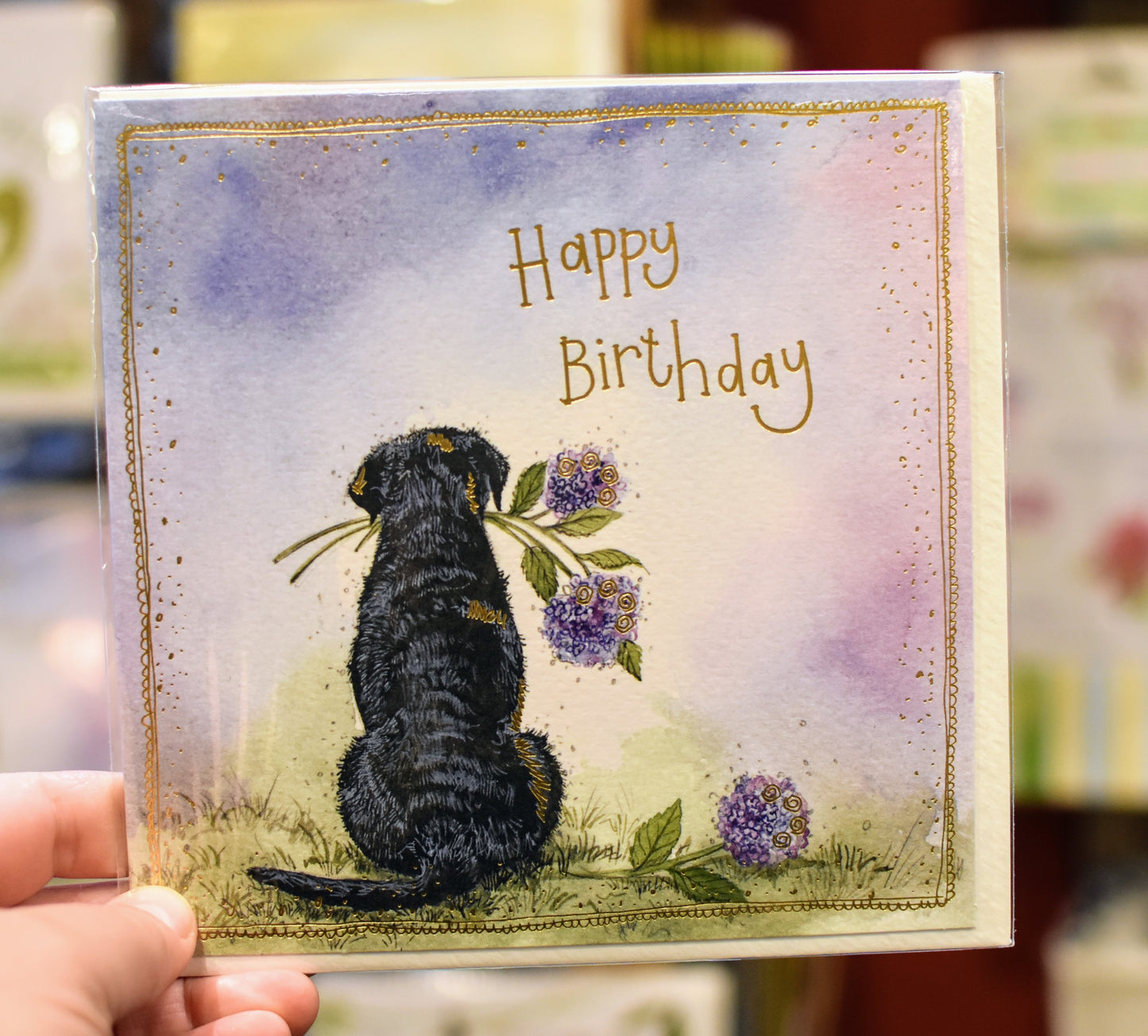 Alex Clark Greeting Card Sunshine Labrador & Flowers Happy Birthday