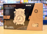3D Mechanical Gears Owl Clock Rokr Series Assembled size 20x13x26cm