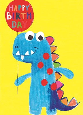 Hoopla Greeting Card Happy Birthday Dinosaur with Balloon