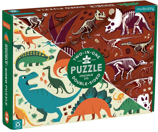 Mudpuppy 100pc Double-Sided Jigsaw Puzzle Dinosaur Dig