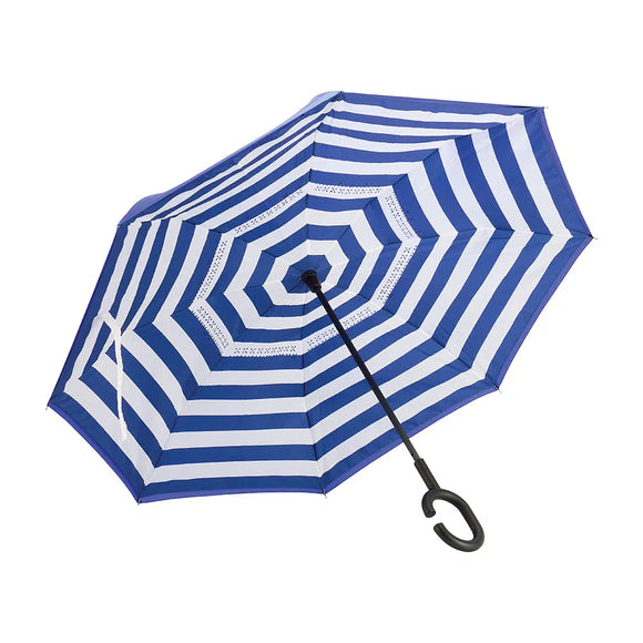 Annabel Trends Reverse Umbrella Navy Stripe