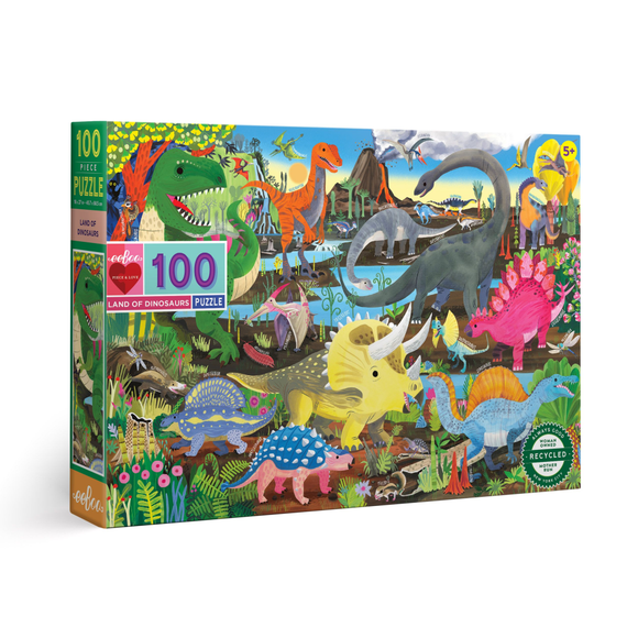 eeBoo 100pc Jigsaw Puzzle Land Of Dinosaurs
