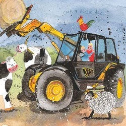 Alex Clark Greeting Card Farm Yard Fun JCB Tractor