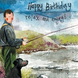 Alex Clark Greeting Card Gone Fishing Happy Birthday