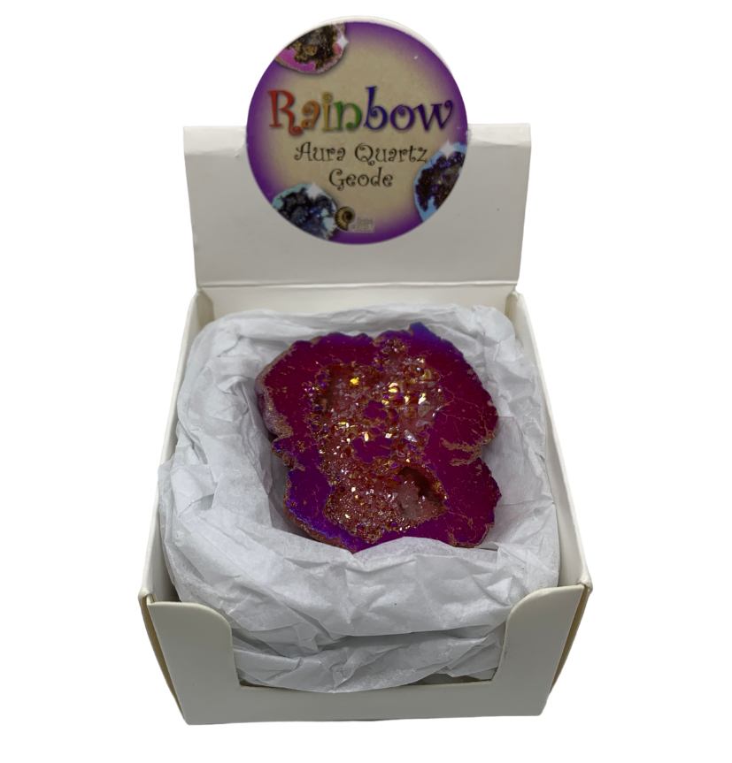 British Fossils Rainbow Aura Quartz Geodes