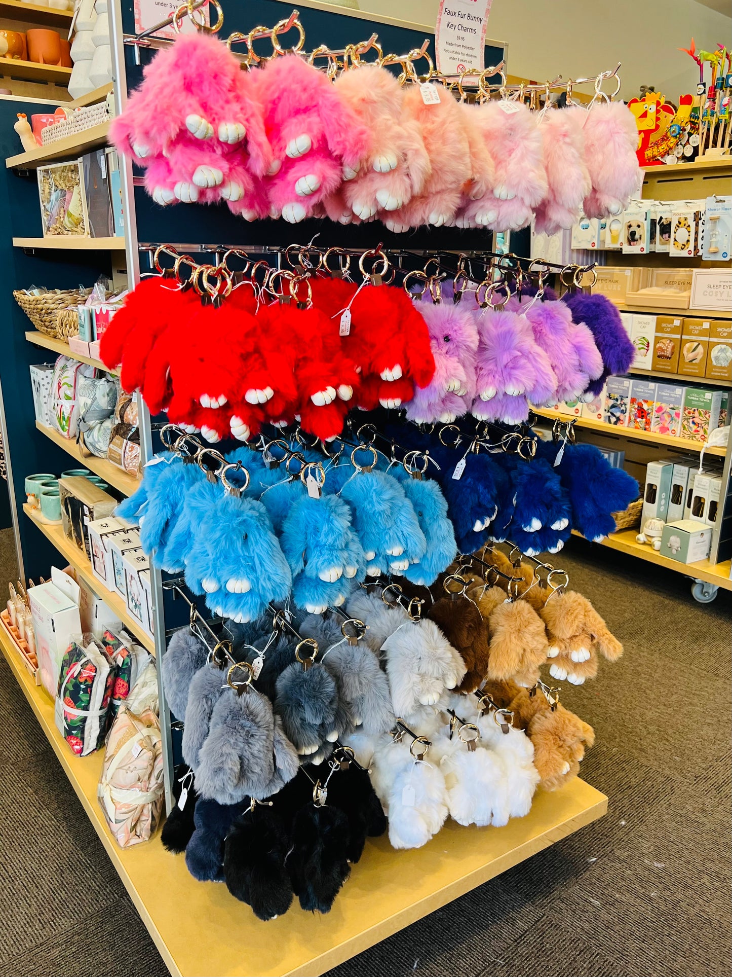 Bunny Keychain Faux Fur Assorted Colours