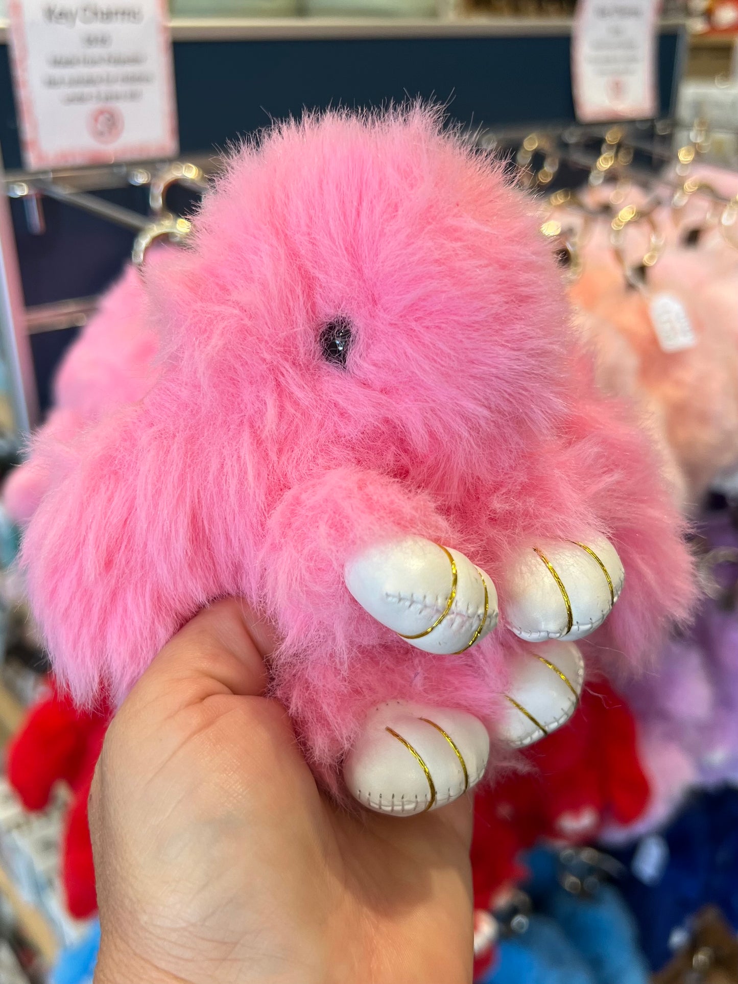 Bunny Keychain Faux Fur Assorted Colours