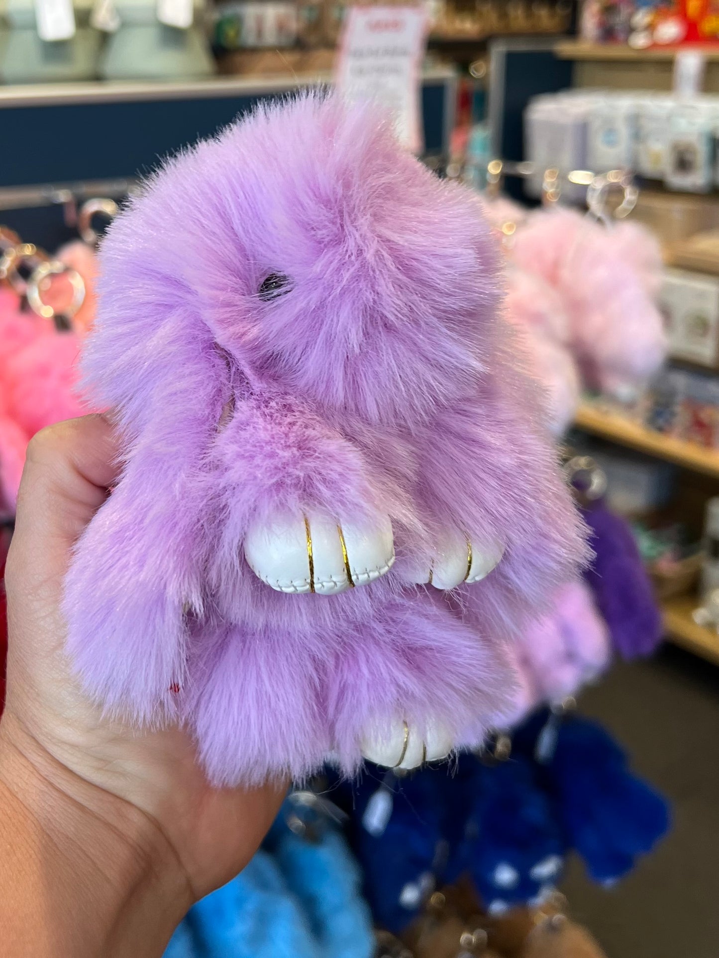 Bunny Keychain Faux Fur Assorted Colours