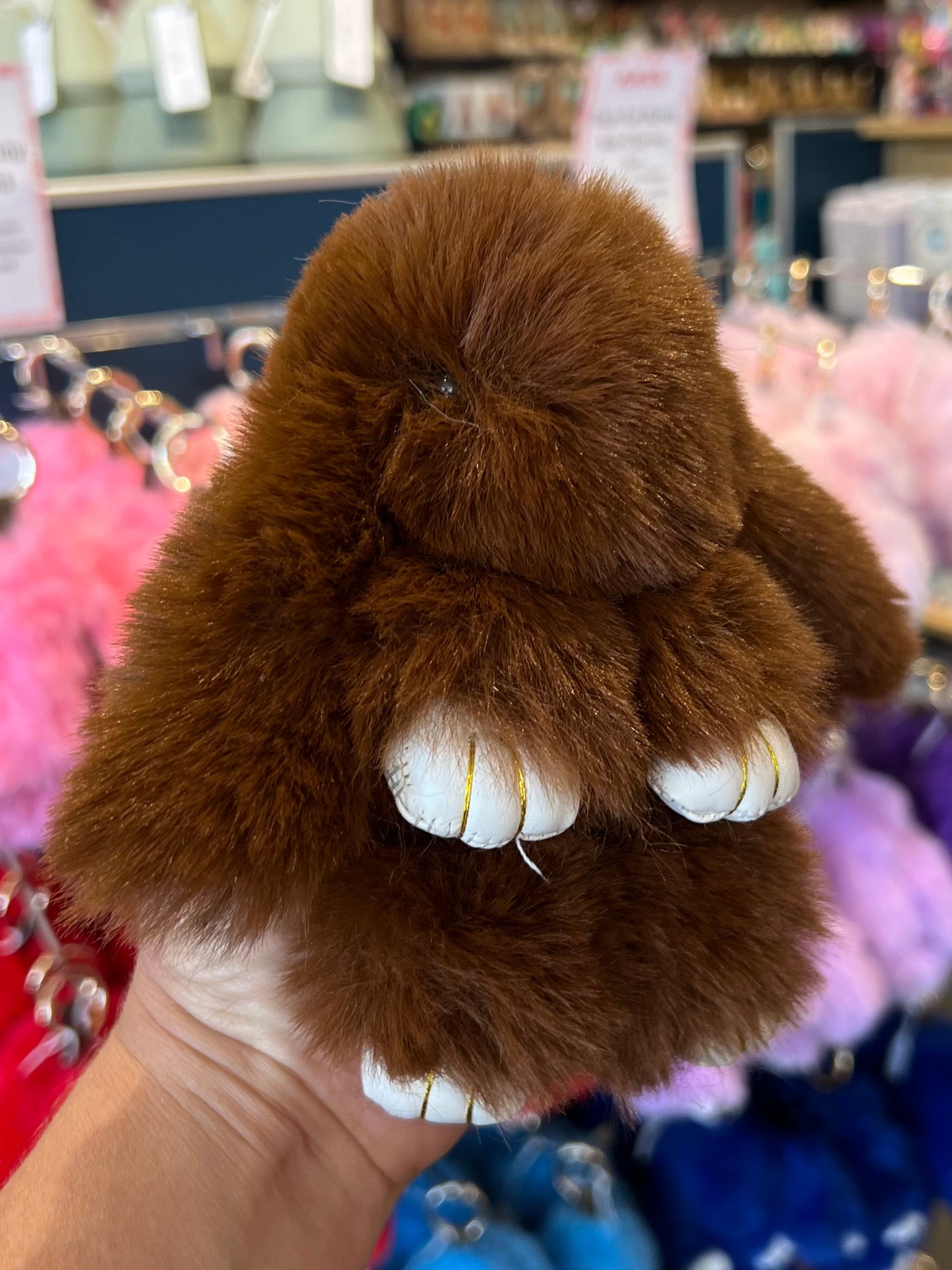 Bunny Keychain Faux Fur Assorted Colours