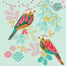 Kirsten Katz Small Greeting Card Bright Patterned Birds